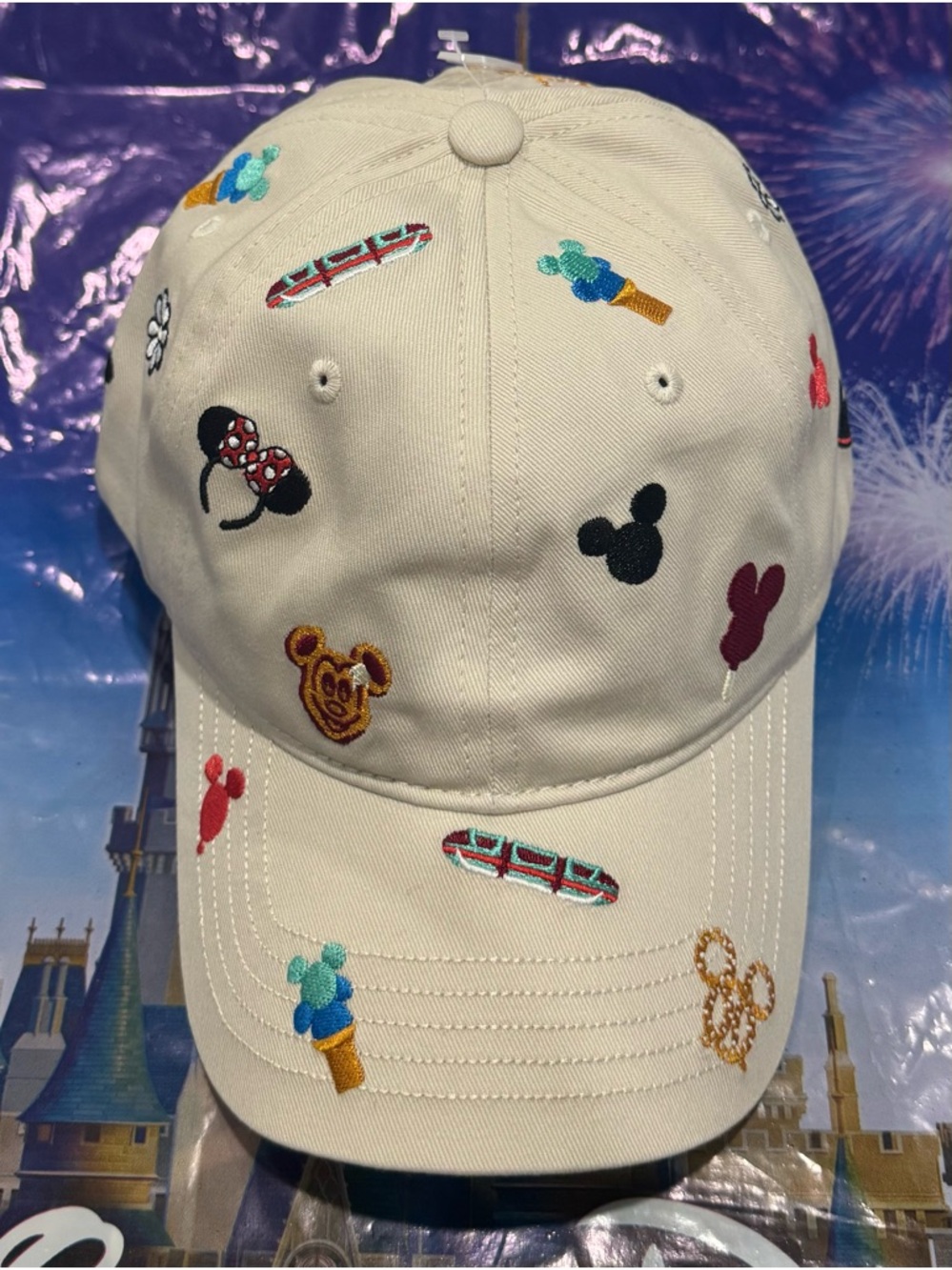 Disney Parks Snacks Icons Monorail Mickey Waffle Embroidered Baseball Hat Cap